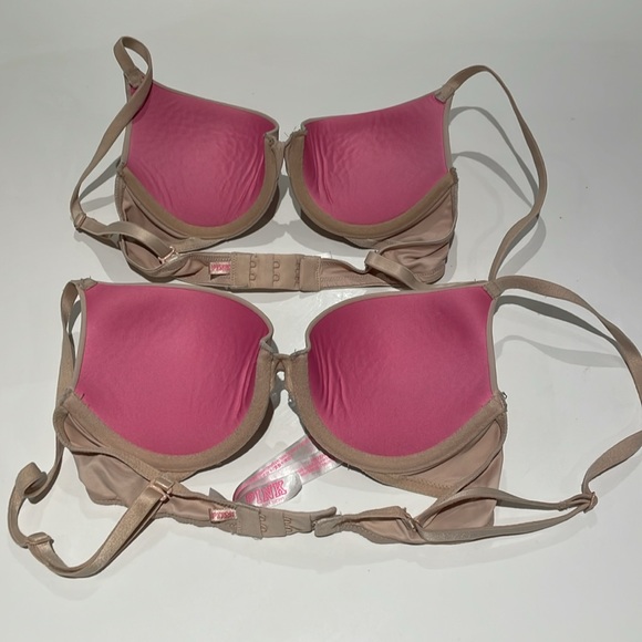 32B Lot of 2 PINK Wear Everywhere Push-up Bra Smooth Marzipan (Cream) - Picture 6 of 8